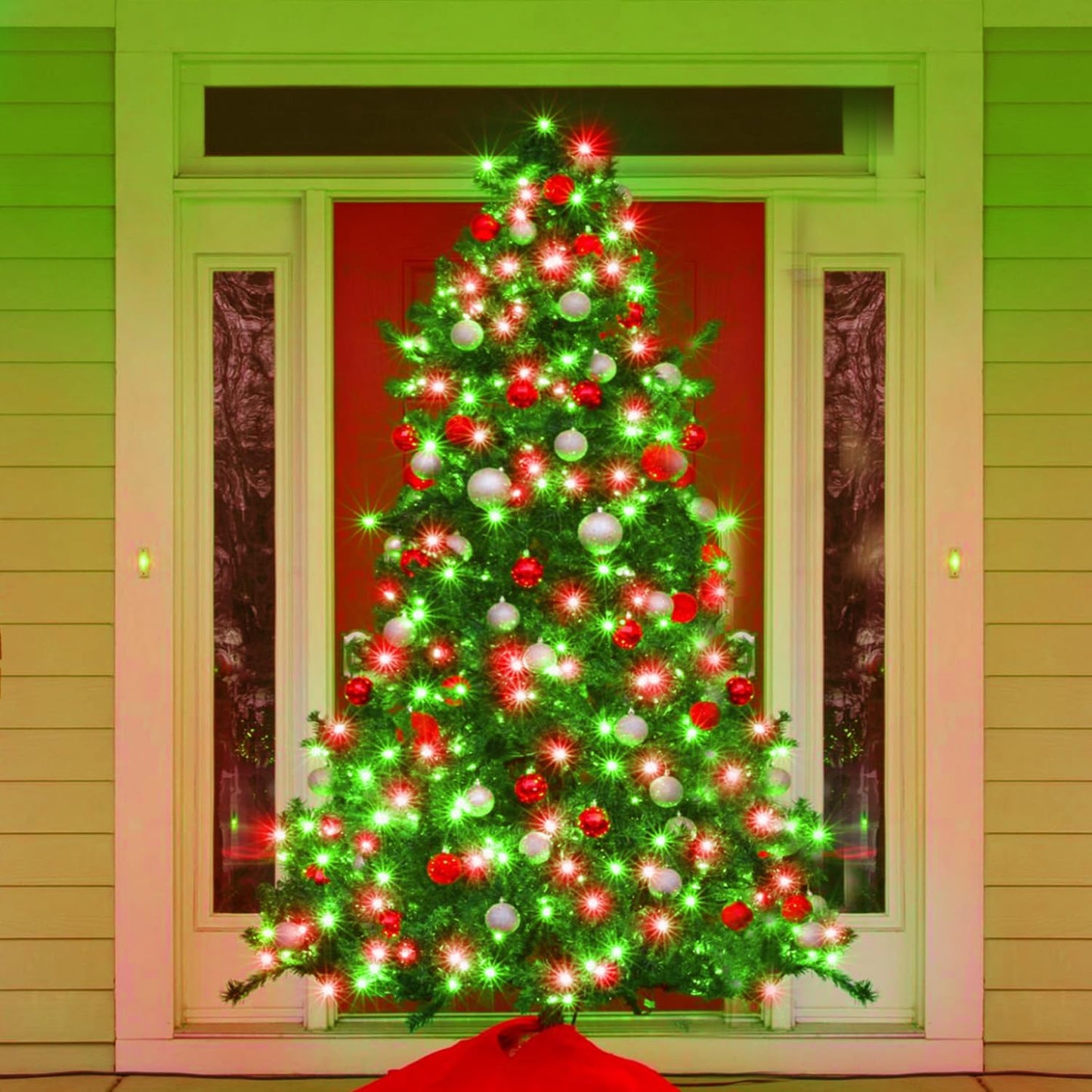 120 LED Christmas Lights Outdoor Waterproof, Red and Green String Lights for Bedroom Clear Wire, Connectablle 8 Modes Plug in Fairy String Lights for Tree Christmas Halloween Decorations
