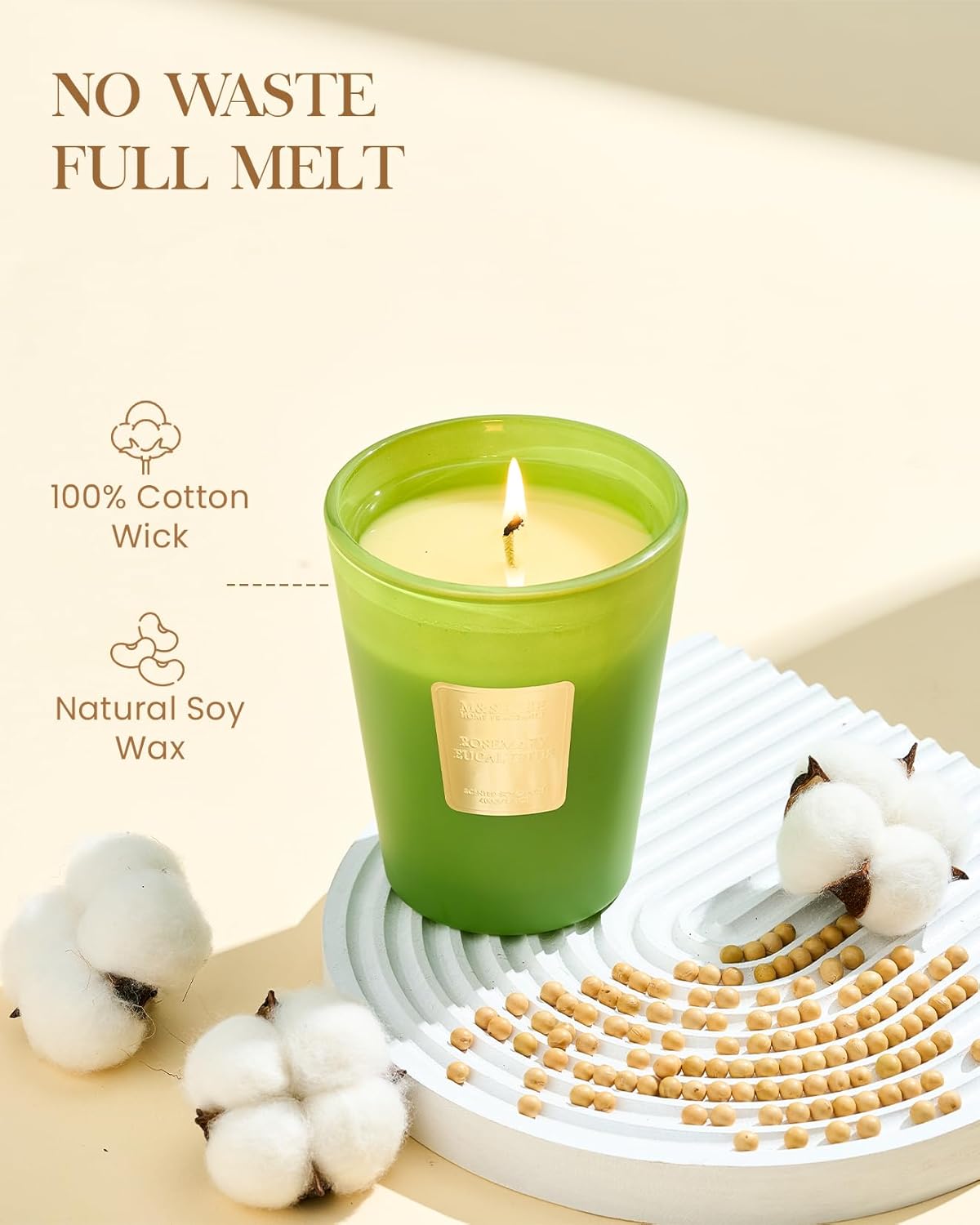 M&SENSE Rosemary Eucalyptus Scented Candle Home Decor, Natural Soy Wax,4.1oz 60 Hours Long Lasting Slow Burning, Aromatherapy Candle for Stress Relief