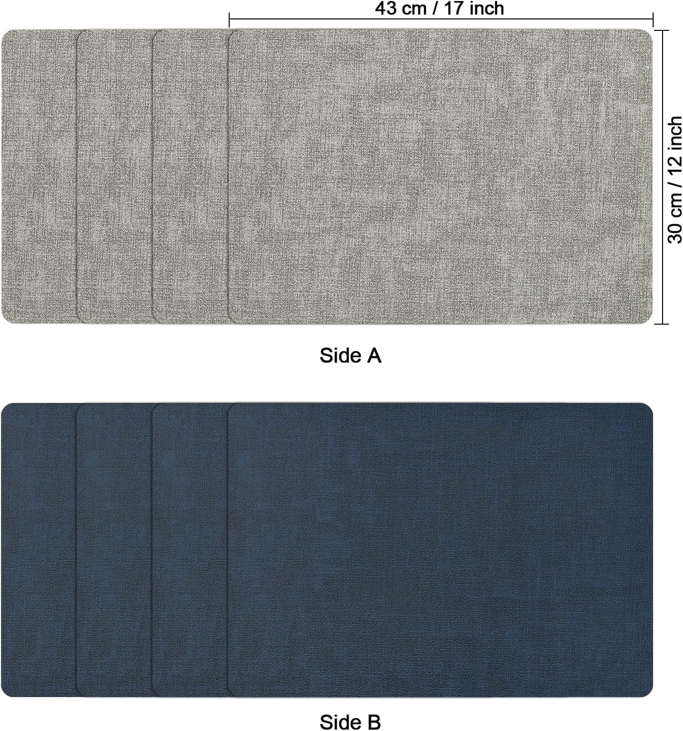 Myir JUN Placemats Dual Sided, Faux Leather Place Mats Indoor Set of 8 for Dining Table Non-Slip Washable Placemat Heat Resistant Outdoor Table Mats (Set of 8, Gray Blue)