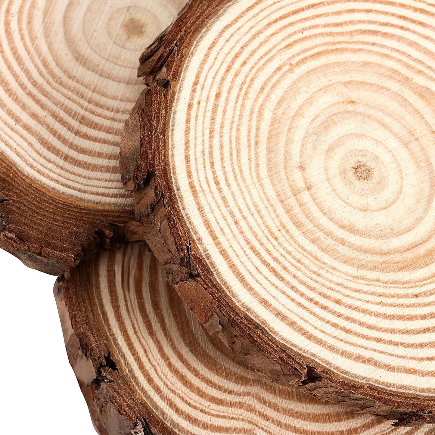 JOIKIT 50 PCS 3.5-4 Inches Natural Wood Slices, Unfinished Natural Wood Coasters, Wood Rounds Circles for Arts and Crafts, DIY, Christmas Ornaments, Rustic Wedding