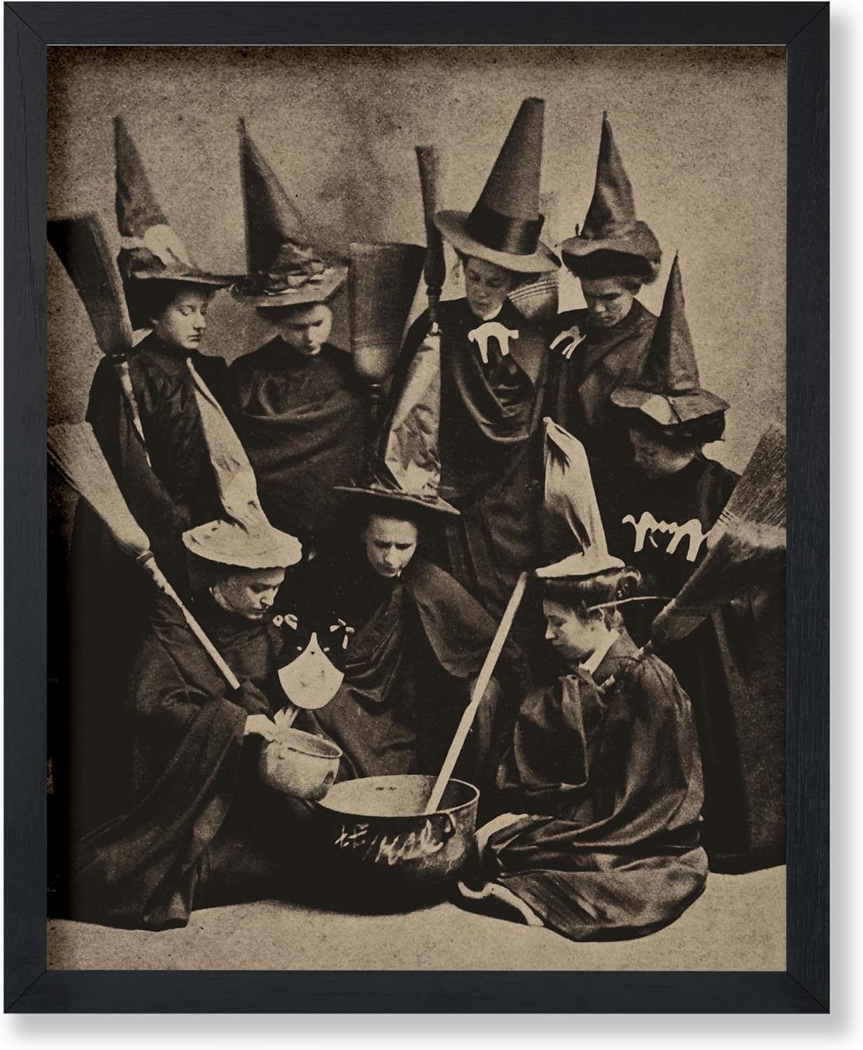 Poster Master Vintage Witches Cooking Poster - Retro Witchcraft Print - Black Magic Art - Halloween Art - Gift for Men & Women - Gothic Decor for Living Room, Bedroom or Dorm - 11x14 UNFRAMED Wall Art
