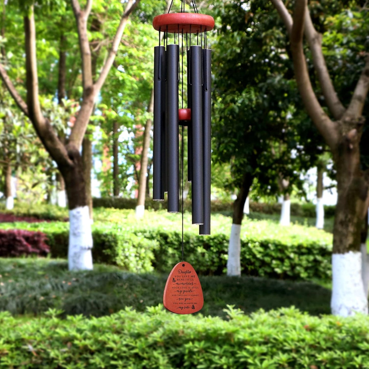 Memgift Memorial Wind Chime for Loss of Loved One - Sympathy Gift for Daughter - Outdoor Remembrance Wind Chime for Garden, Patio, Yard 32 Inch