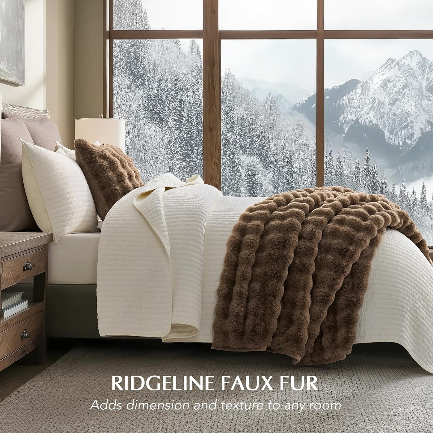 EVERGRACE Ultra Soft Luxury Fluffy Faux Rabbit Fur Throw Blanket, Thick Warm Fuzzy Blankets for Bed, Cozy Plush Reversible Blanket for Couch, Chair, Sofa, Natural Tan, 50x60 Inches, 870 GSM