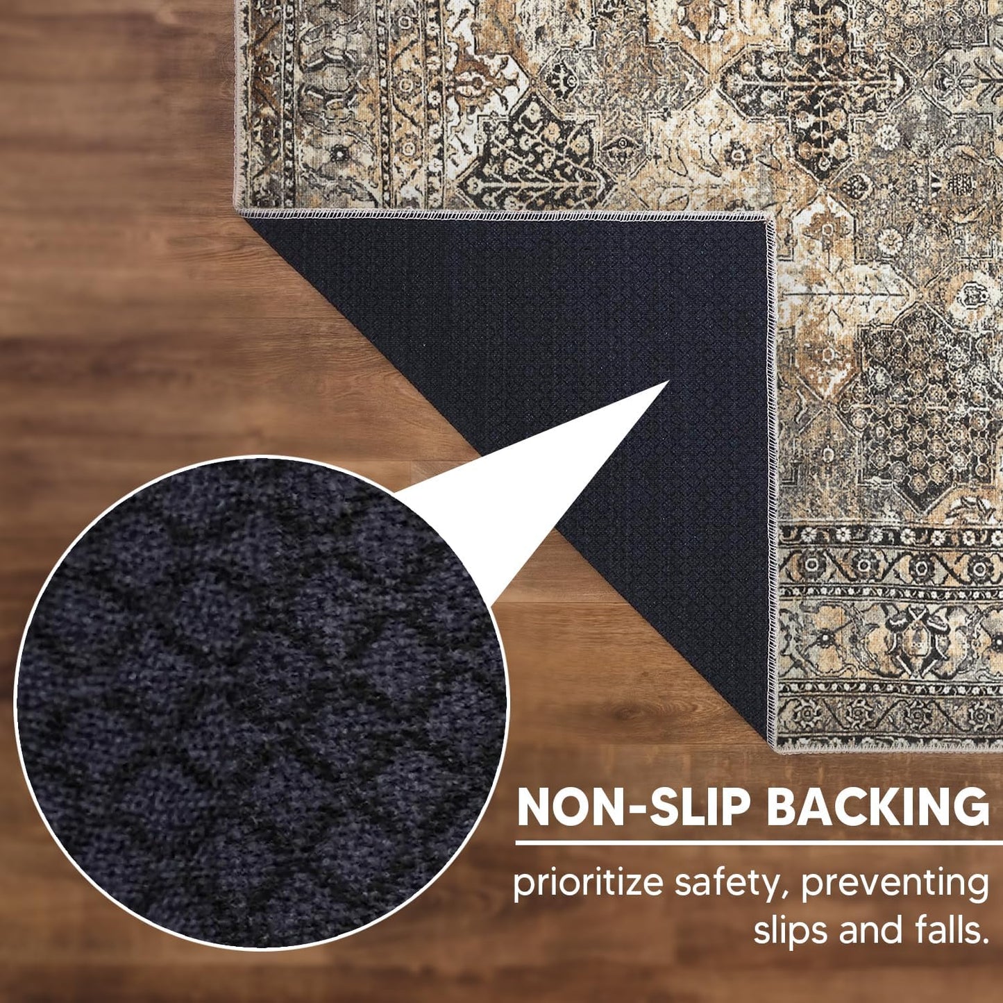 Keen Home Design 9x12 Rug - Machine Washable Area Rug with Non-Slip Backing, Ideal for Living Room, Dining Room, Bedroom - Vintage, Easy Clean, Durable, Low Pile Rug - (9' x 12')