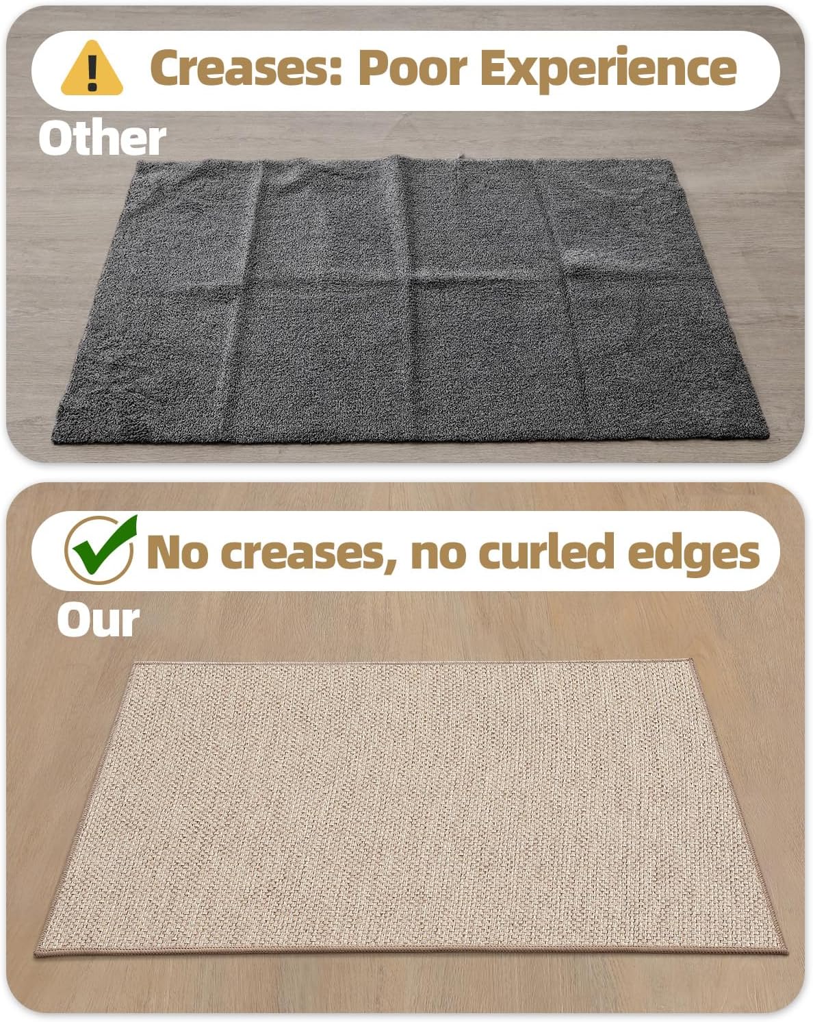 Color&Geometry Front Door Mat Indoor 36"x56", Ultra Non Slip Rubber Backed Dirt Trapper, Low Profile Thin washable, Easy Clean Entry Entryway Rug Door Mat Indoor Entrance, Khaki (Rolled-up NO Creases)