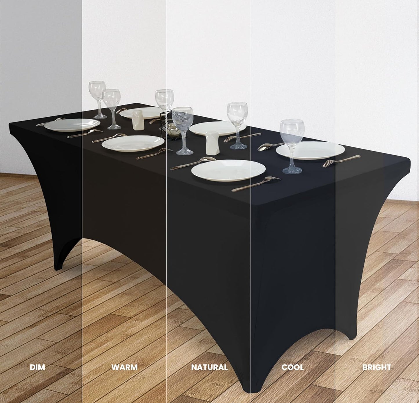 Utopia Kitchen 8FT Spandex Tablecloth [10 Pack, Black] 200 GSM Stretch, Fitted, Washable and Wrinkle Resistant Table Cloth Rectangle Cover for Trade Shows, Wedding, Parties [96Lx30Wx30H Inch]