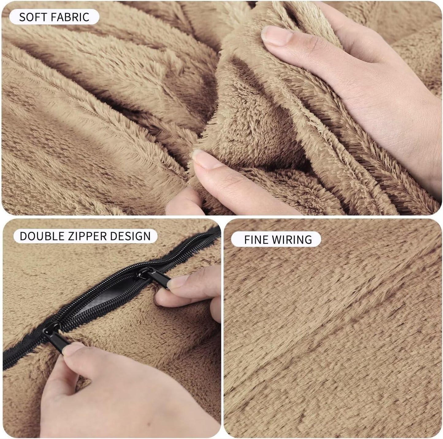 Bean Bag Chair for Adults 5FT,Soft Removable Cover for Teens/Girls Bedroom,Fluffy Giant Round Floor Beanbag Lounger Chairs (No Filler,Tan)