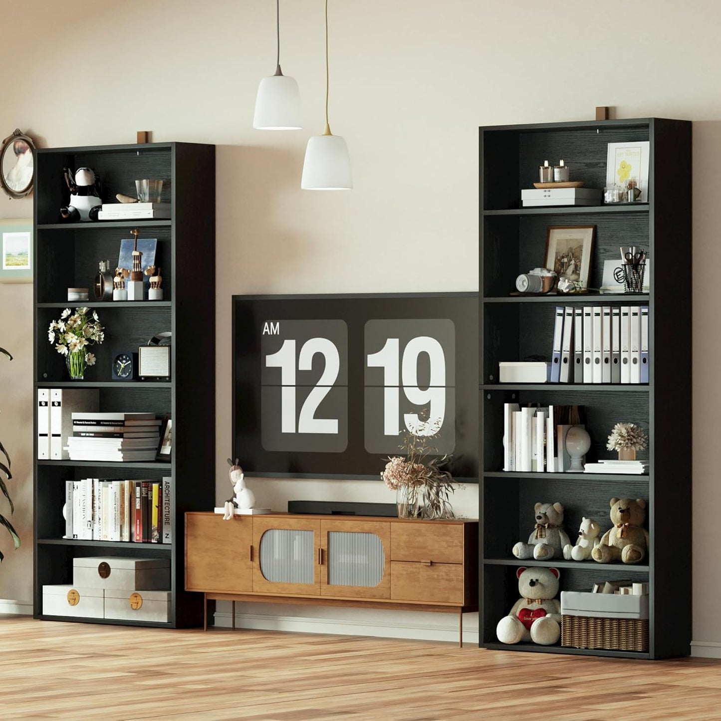 IRONCK Bookshelves and Bookcases Set of 2 Floor Standing 6 Tiers Display Storage Shelves 70 in Tall Bookcase Home Decor Furniture for Home Office, Living Room, Bed Room