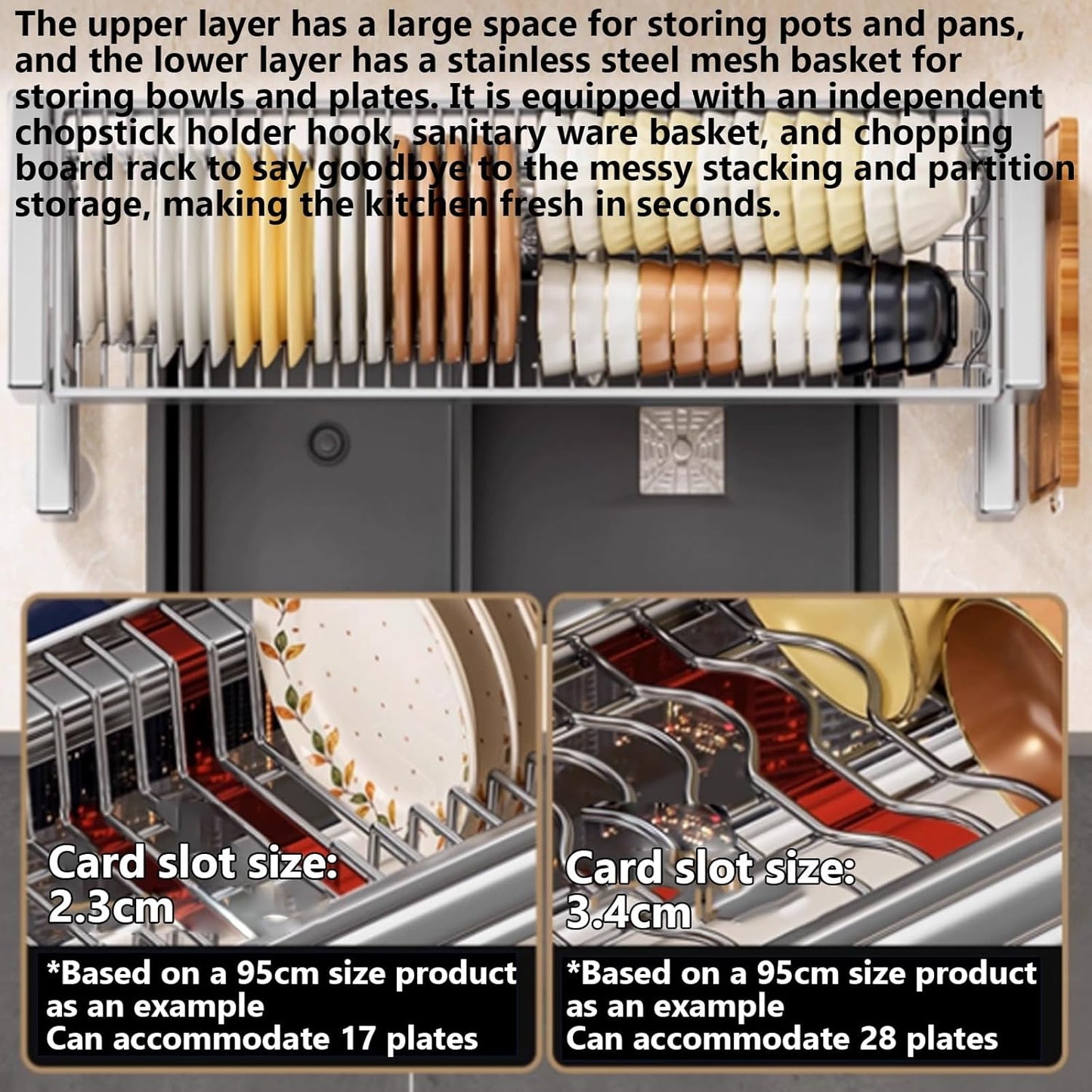 Kitchen Sink Rack Sink Above The Dish Drain Dish Washing Rack Stainless Steel Multifunctional Dish Storage Rack,Over The Sink Drying Rack for Dishes(1,75cm/29.5in)
