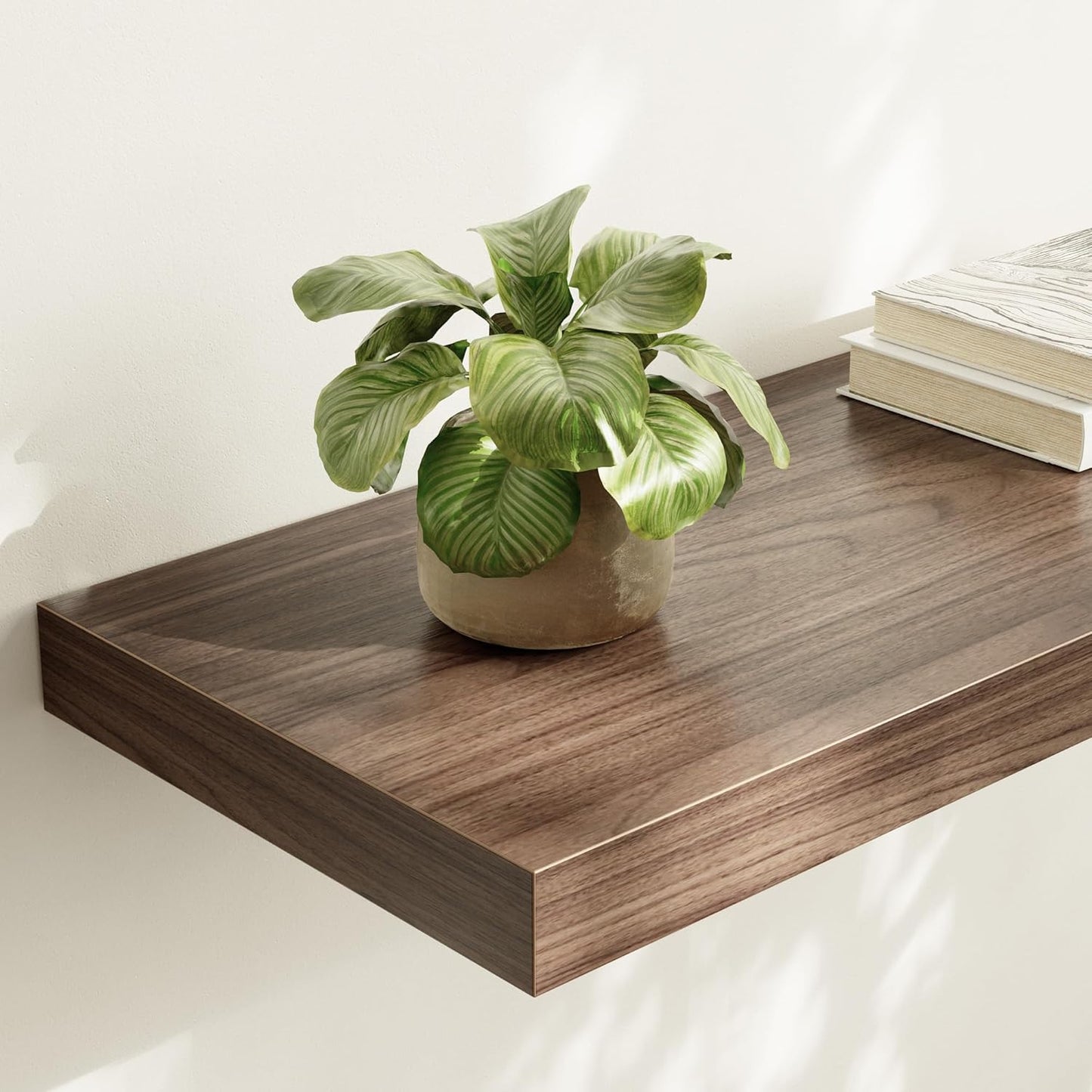 Large Floating Shelves for Wall Set of 1 Wooden Wall Shelves 30 in x 12.75 in x 2 in Room Decor Long Shelf with Invisible Wall Mount Bracket for Bedroom Kitchen Living Room Walnut