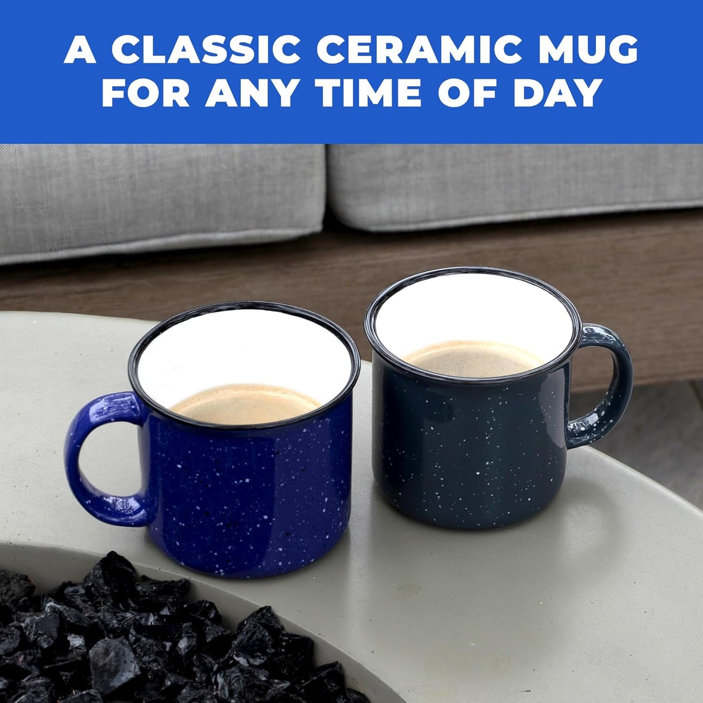 Set of 8 Ceramic Campfire Mugs – 15 Oz, Maroon – Coffee & Tea Cups for Home, Work, Travel, Camping – Customizable, Great for DIY, Events, Companies