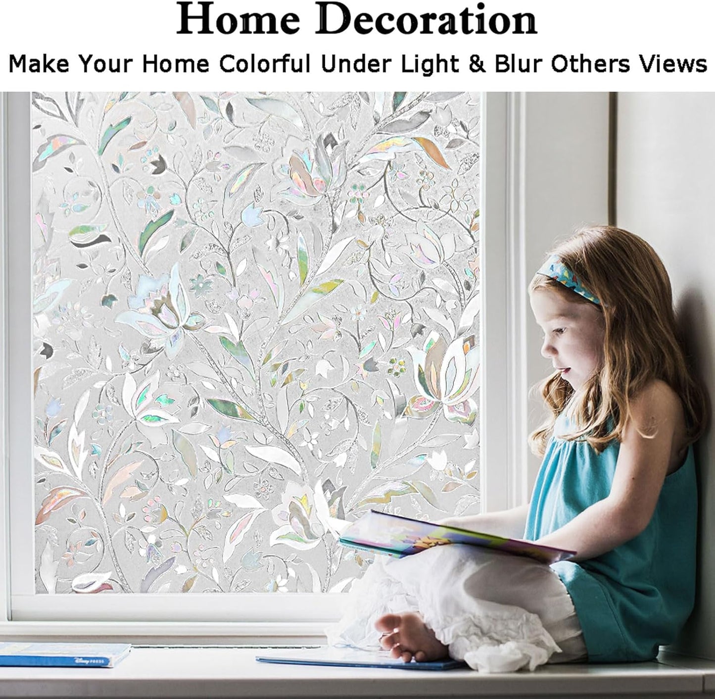 Kromapolis Window Film, Window Privacy Film, Window Vinyl Glass Covering, Stained Glass Decorative Film, Window Film Privacy Frosted, Static Window Clings, Non-Adhesive, No-Glue (23.6 x 78.7 inch)