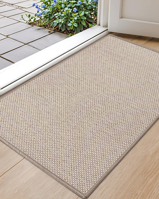 Color&Geometry Front Door Mat Indoor 27"x59", Ultra Non Slip Rubber Backed Dirt Trapper, Low Profile Thin washable, Easy Clean Entry Entryway Rug Door Mat Indoor Entrance, Khaki (Rolled-up NO Creases)