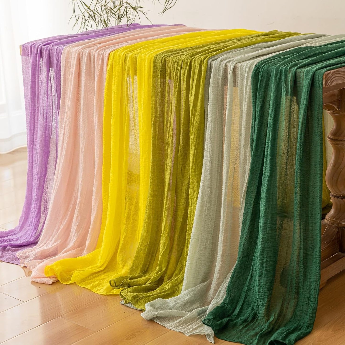 Table Runner Emerald Green Cheesecloth Gauze 120 Inch 10 FT Rustic Boho Cheese Cloth Table Runner for Wedding Baby Shower Bridal Shower Party Long Sheer Holiday Home Decorations