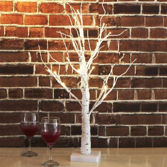 2FT Birch lamp 24 LED Birch Tree Light Tabletop Artificial Tree Light Warm White Light Table Lamp Battery Operated Tabletop Tree with Timer for Birthday Gift Room Festival Decoration Home Party