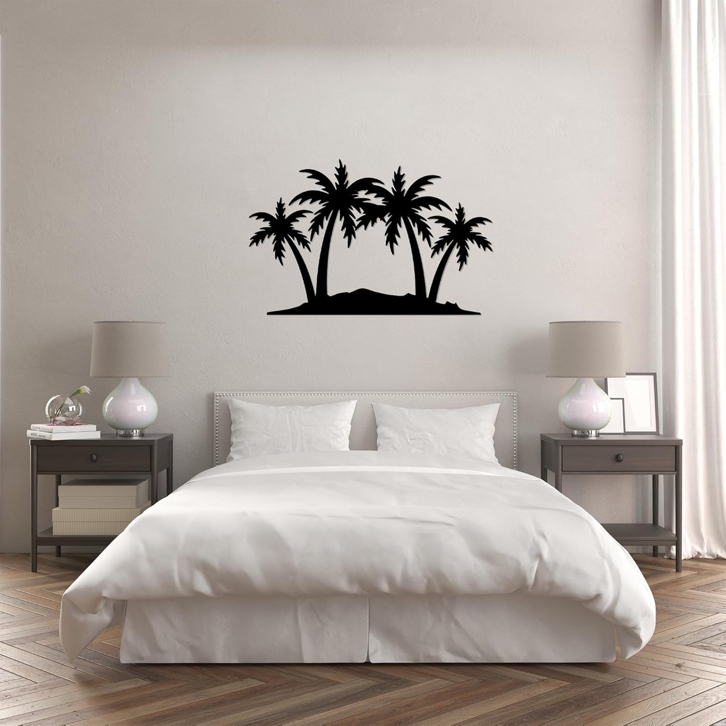 METALPLEX Palm Tree Metal Wall Art - Durable And Rust-free Indoor & Outdoor Aluminum Composite Wall Decor - Home Decor Wall Art For Living Room And Bedroom Decorations - White (23" x14.7")