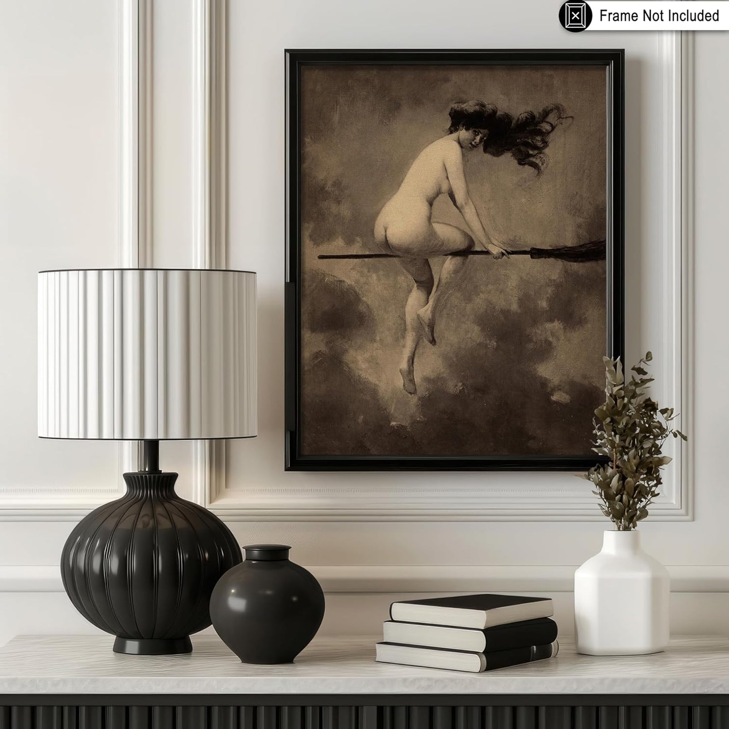 Poster Master Vintage Albert Joseph Penot Poster - Retro Halloween Print - Gift for Artist, Friend - Departure for the Sabbath, Naked Witch on Broom - Wall Decor for Bedroom, 24x32 Unframed Wall Art