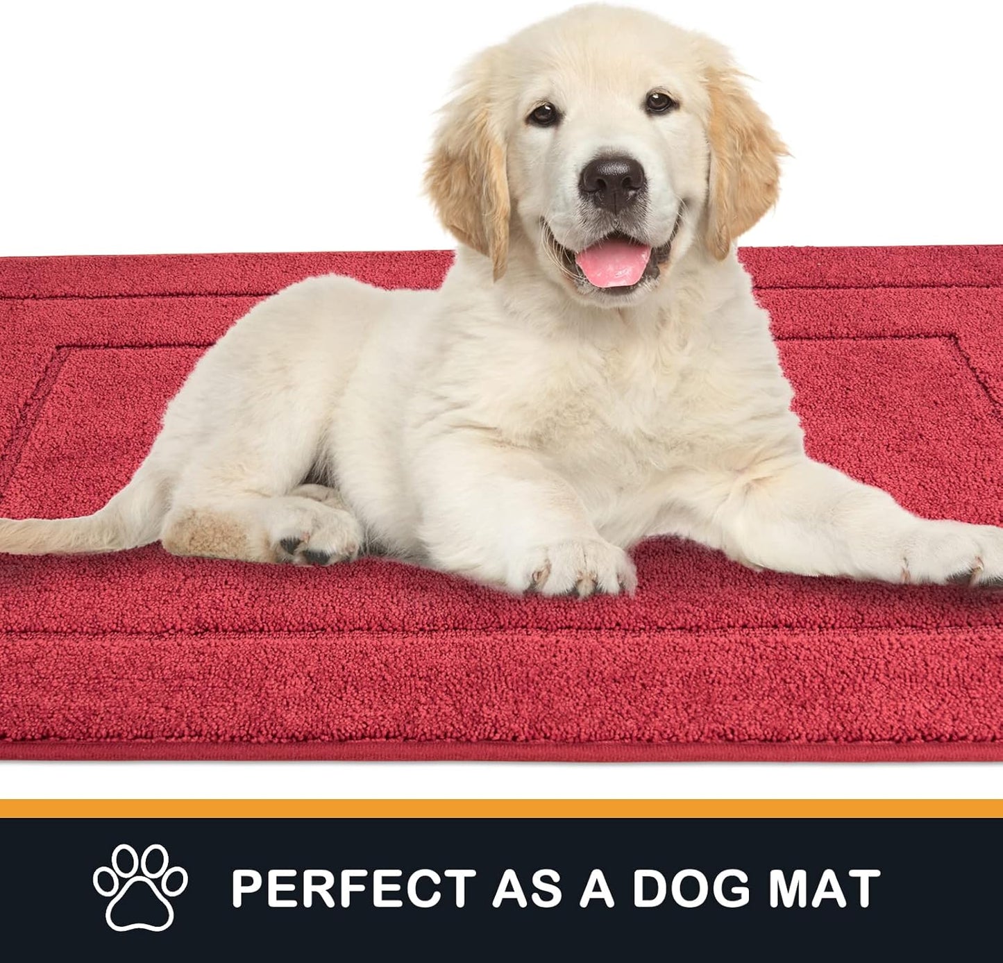 PURRUGS Dirt Trapping Door Mat 20" x 31.5", Non-Slip/Skid Machine Washable Entryway Rug, Dog Doormat, Super Absorbent Welcome Mat for Muddy Wet Shoes and Paws, Burgundy Red