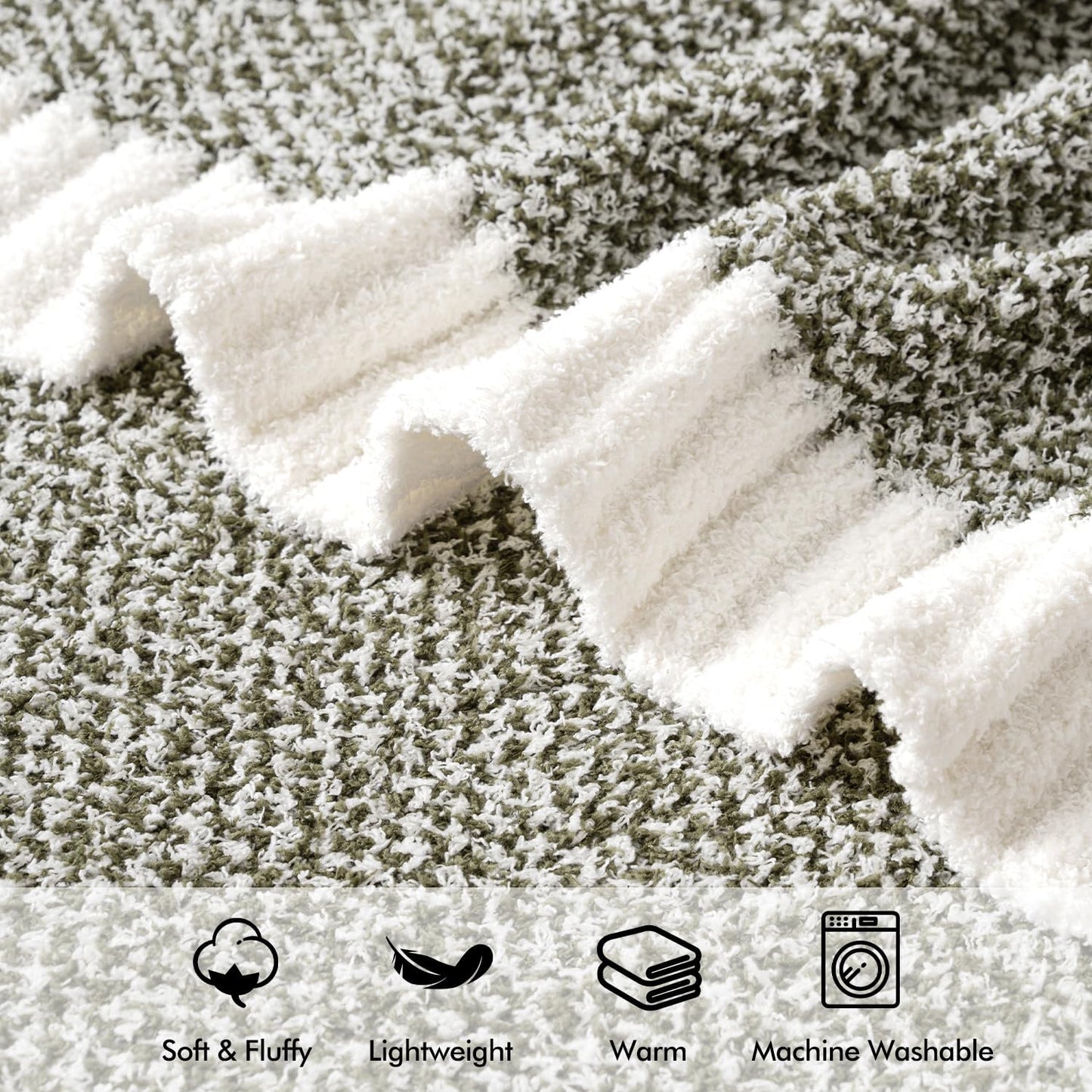 MIULEE Super Soft Throw Blanket for Couch, Olive Green Cozy Fluffy Warm Blankets Lightweight Knit Throw Blankets for Sofa, Bed, Chair, Living Room, Camping, Picnic, 50 x 60 inch