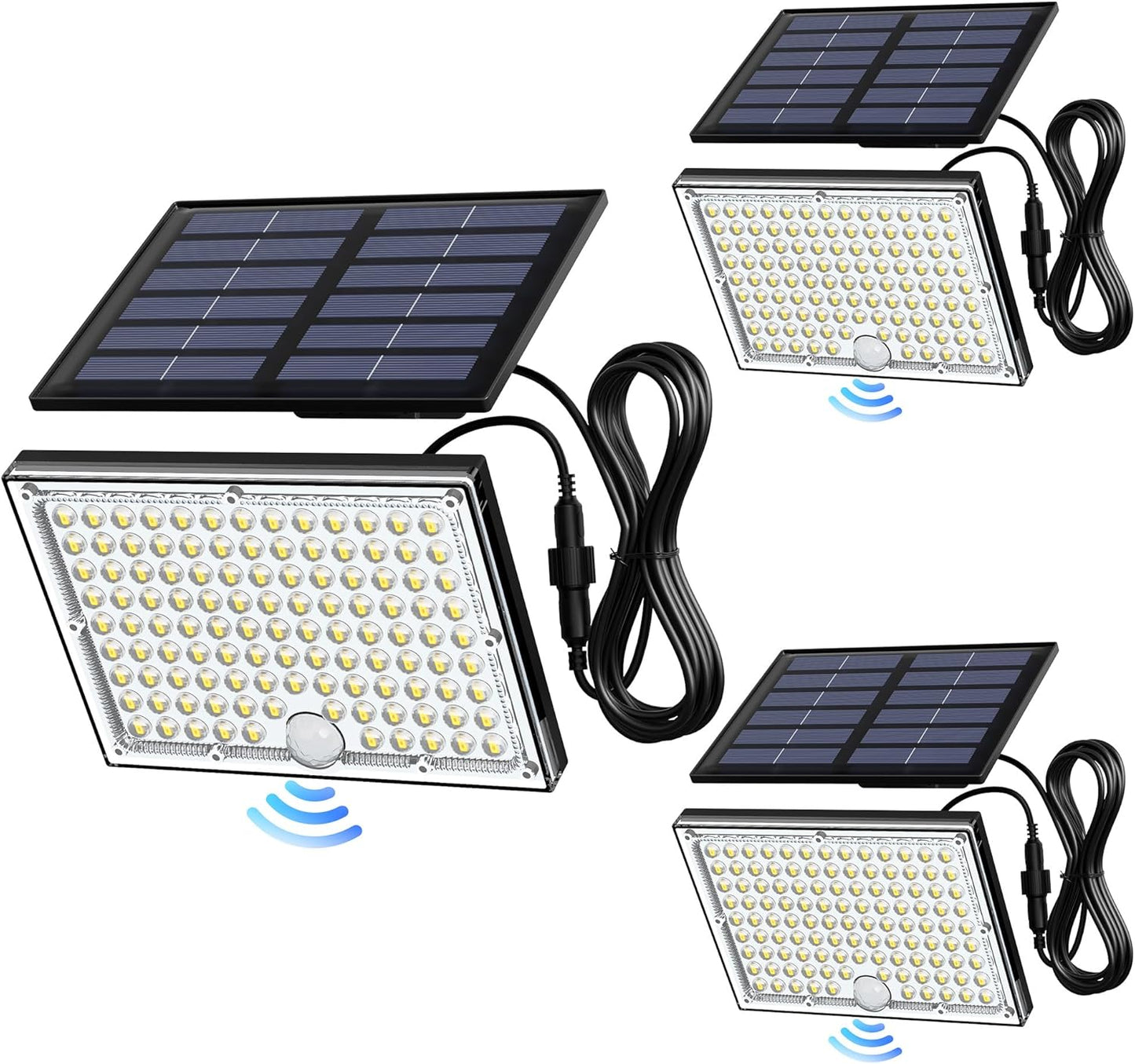 JACKYLED Solar Lights Outdoor Waterproof, Motion Sensor Flood Light 113 LED Bright Cool White Dusk to Dawn Solar Powered Outdoor Lights for Backyard Porch Garden Patio Garage (3 Pack)