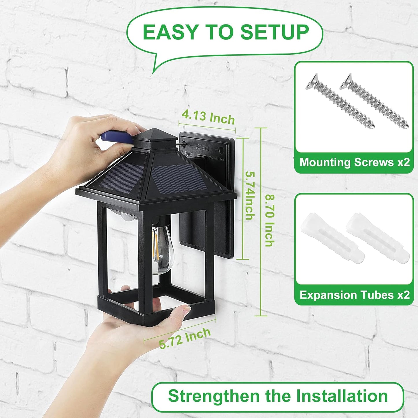 Solar Powered Wall Lanterns Outdoor with 3 Modes, Dusk to Dawn Motion Sensor LED Sconce Lights Waterproof, Exterior Front Porch Security Lamps Wall Mount Patio Fence Decorative Light Fixtures
