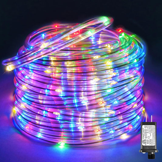 100FT 300 LED Rope Lights Outdoor, Connectable and Flexible Tube Lights with 8 Modes, Waterproof Indoor Rope Lighting for House, Deck, Garden, Backyard, Patio, Pool, Tree Decorations - Multicolor