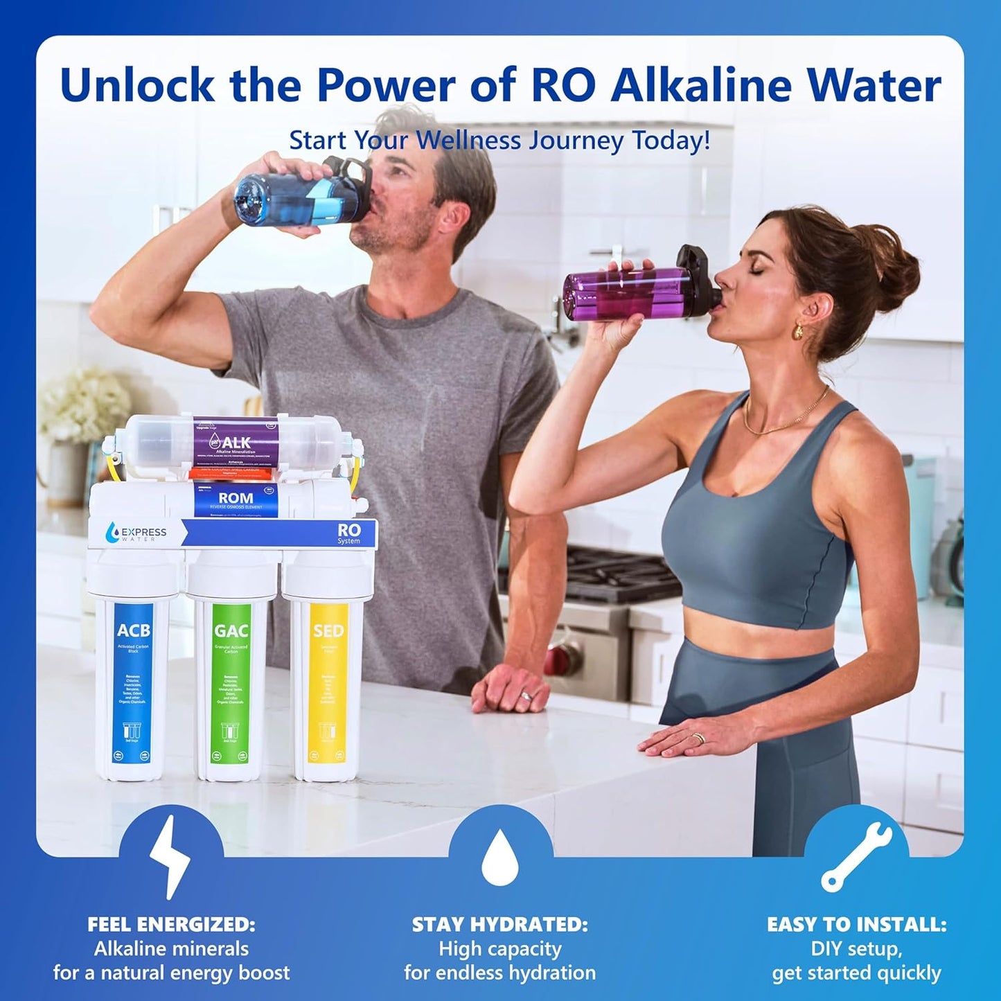 Express Water Reverse Osmosis Water Filter System, Multi-Stage Filtration, BPA Free