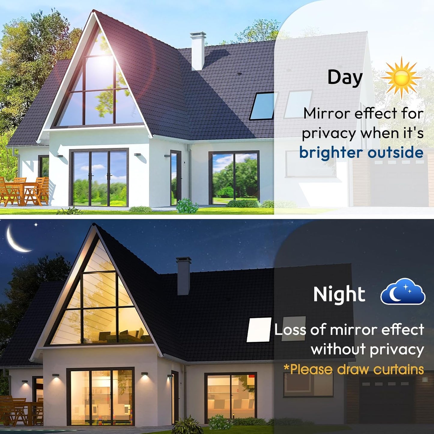 rabbitgoo Window Privacy Film One Way Window Tint for Home, Removable Reflective Heat Sun Blocking Anti UV Glass Door Covering, Mirror Tinting Film House Office, 23.6 in X 13.1 Feet, Silver