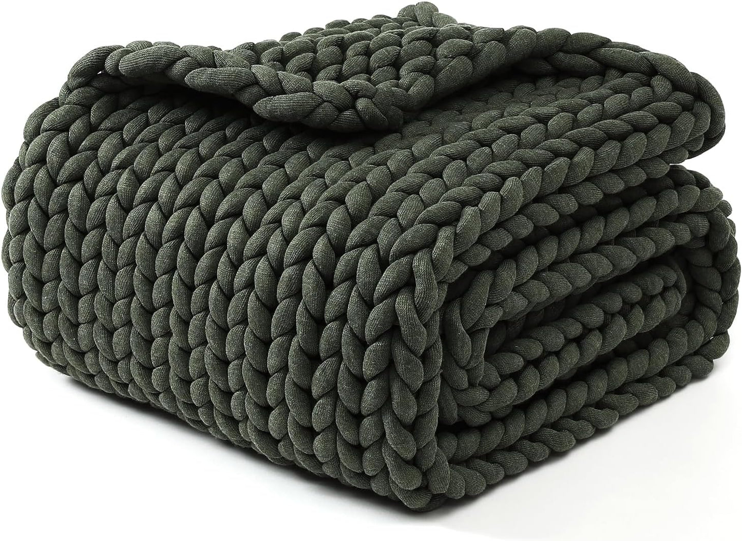 YnM Chunky Throw Blanket, Medium-Weight, Hand Knitted, Skin Friendly, Ventilated and Breathable, Machine Washable, Home Décor Piece for Couch, Sofa and Bed (Olive, 50x70 Inch)