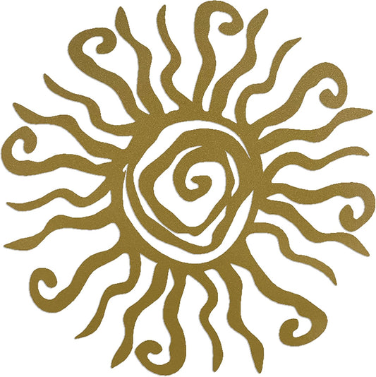 Riverside Designs Wacky Sun Metal Wall Art Indoor/Outdoor Decor - 30" Gold Rust Proof Wall Sculpture - Made in USA - Ideal for Bedroom, Garden, Home, Patio and Farmhouse