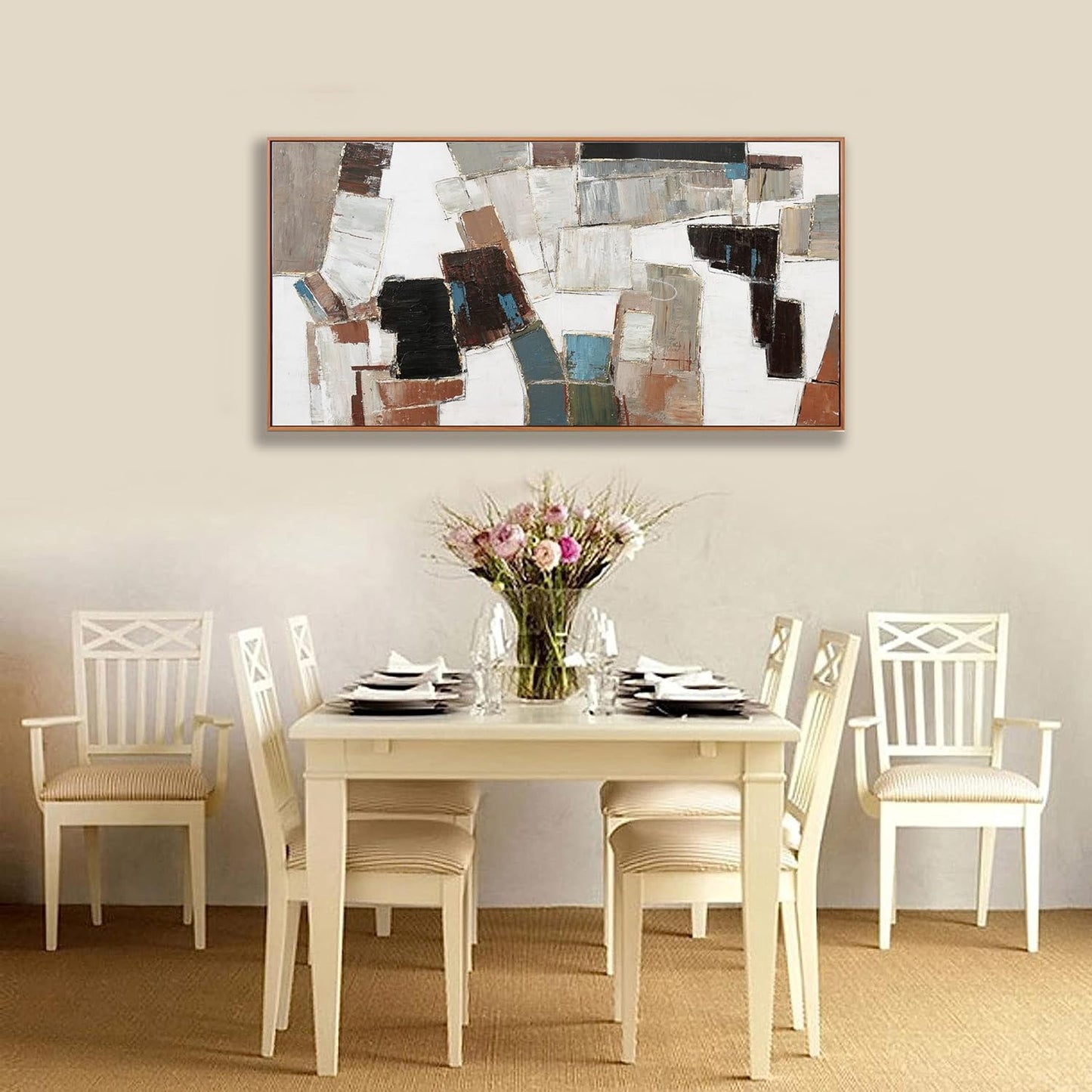 Abstract Wall Art Canvas Minimalist Geometric Line Art Painting Modern Artwork Wall Decor Modern Minimalism Artwork For Living Room Bedroom Dining Room Office 24x48 Inch Framed