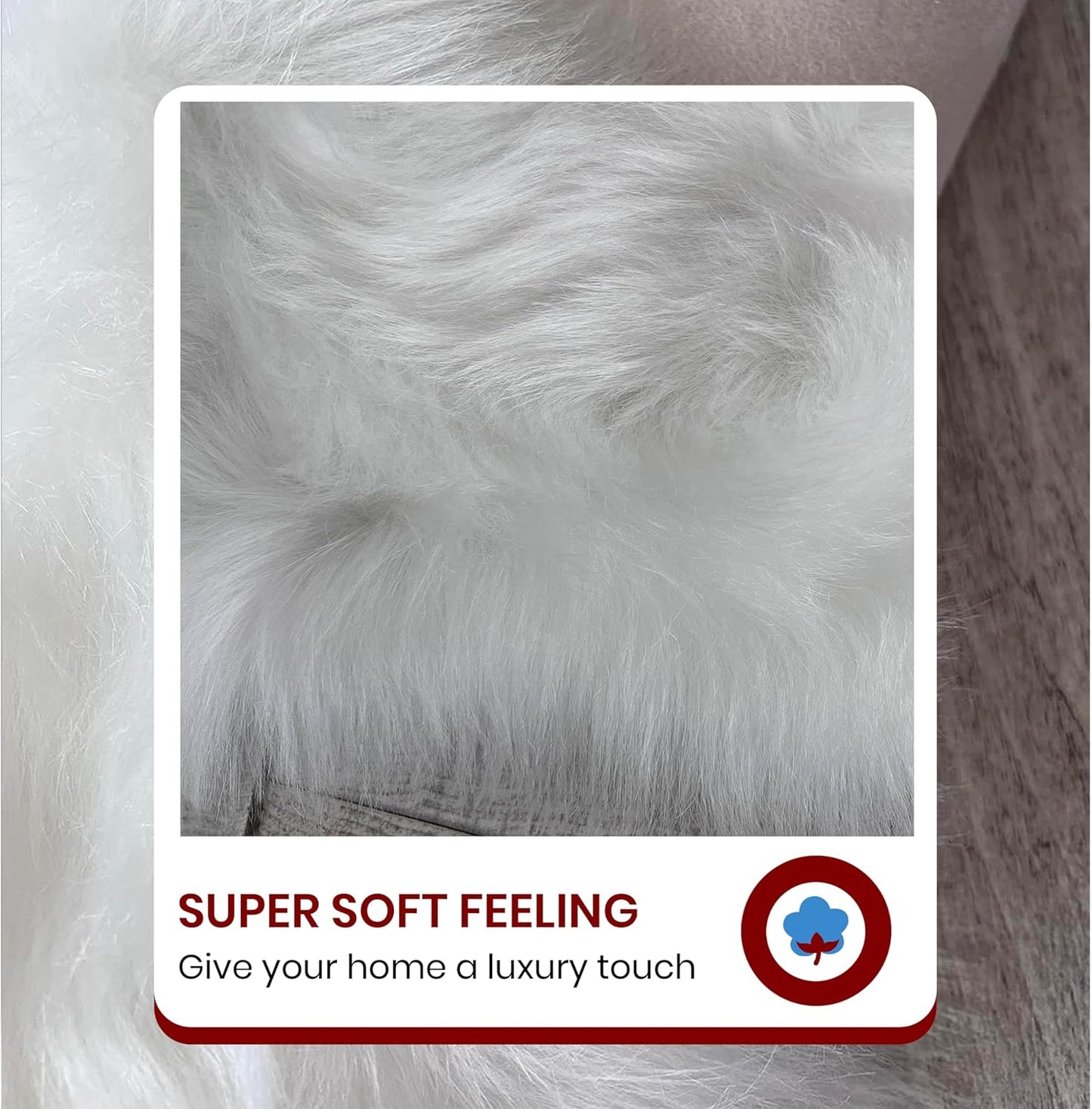 LAMBZY Faux Sheepskin Hypoallergenic Free Shape Silky Shag Rug, Luxury Shaggy Silky Plush Carpet for Bedrooms Rugs Living Room Kids Rooms Sofa Floor Rugs (Quarto 4 Pelts 4'x6', 120x180cm White)