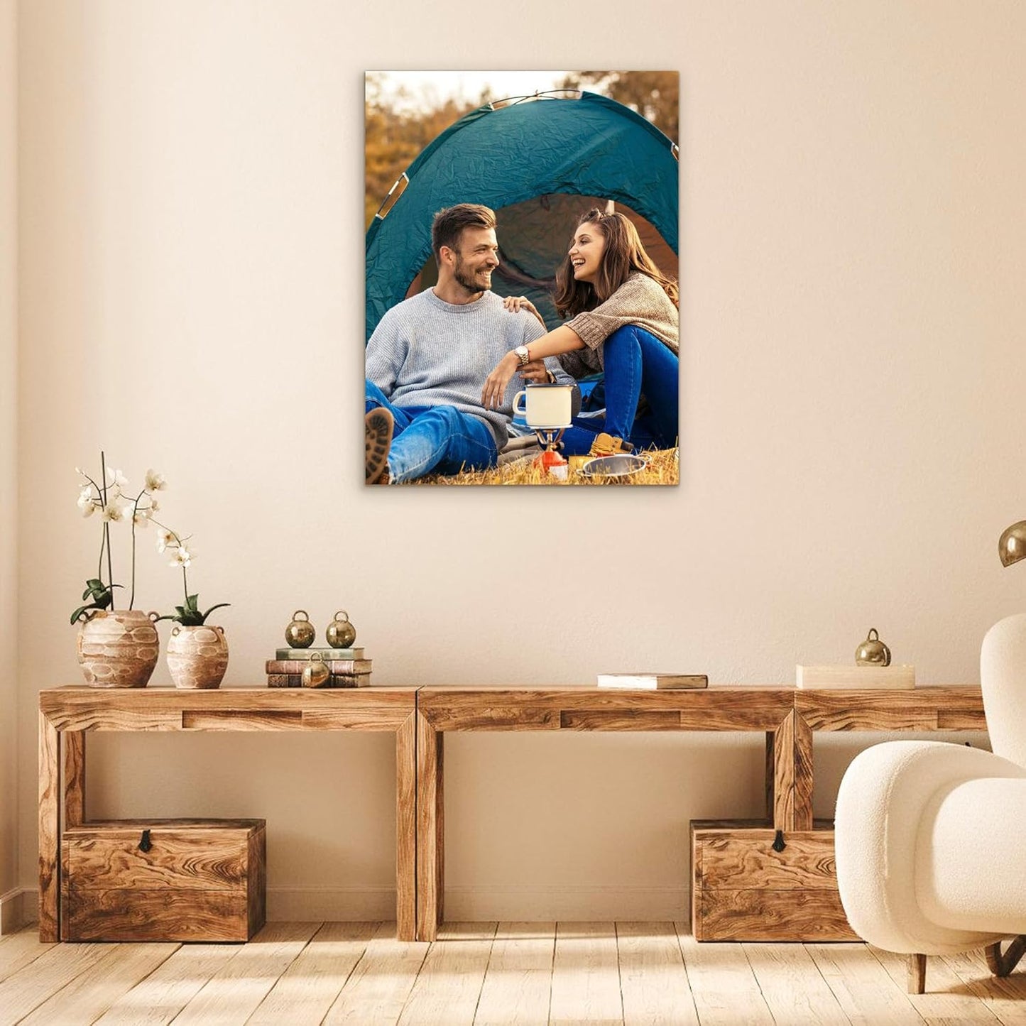 Custom Canvas Prints with Your Photos- Personalized Printing Pictures, Framed Wall Art for Living Room Custom Gift With The Family, Pet, Lovers Picture 6 x 8 inche