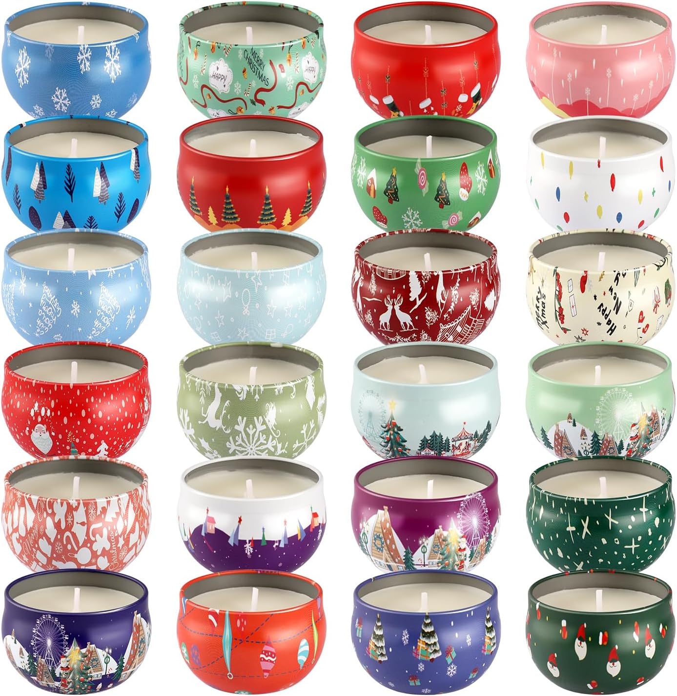 24Pack Christmas Scented Candles Gift- Aromatherapy Candle-2.5oz Soy Wax-Long Lasting Burn time, Christmas Thanksgiving Gifts for Women，Home Decor