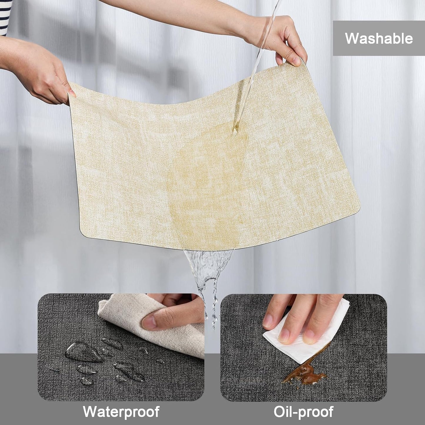 Myir JUN Placemats Dual Sided, Faux Leather Place Mats Set of 8 Indoor Placemats for Dining Table Non-Slip Washable Placemats Heat Resistant Outdoor Table Mats (Set of 8, Gray Cream)