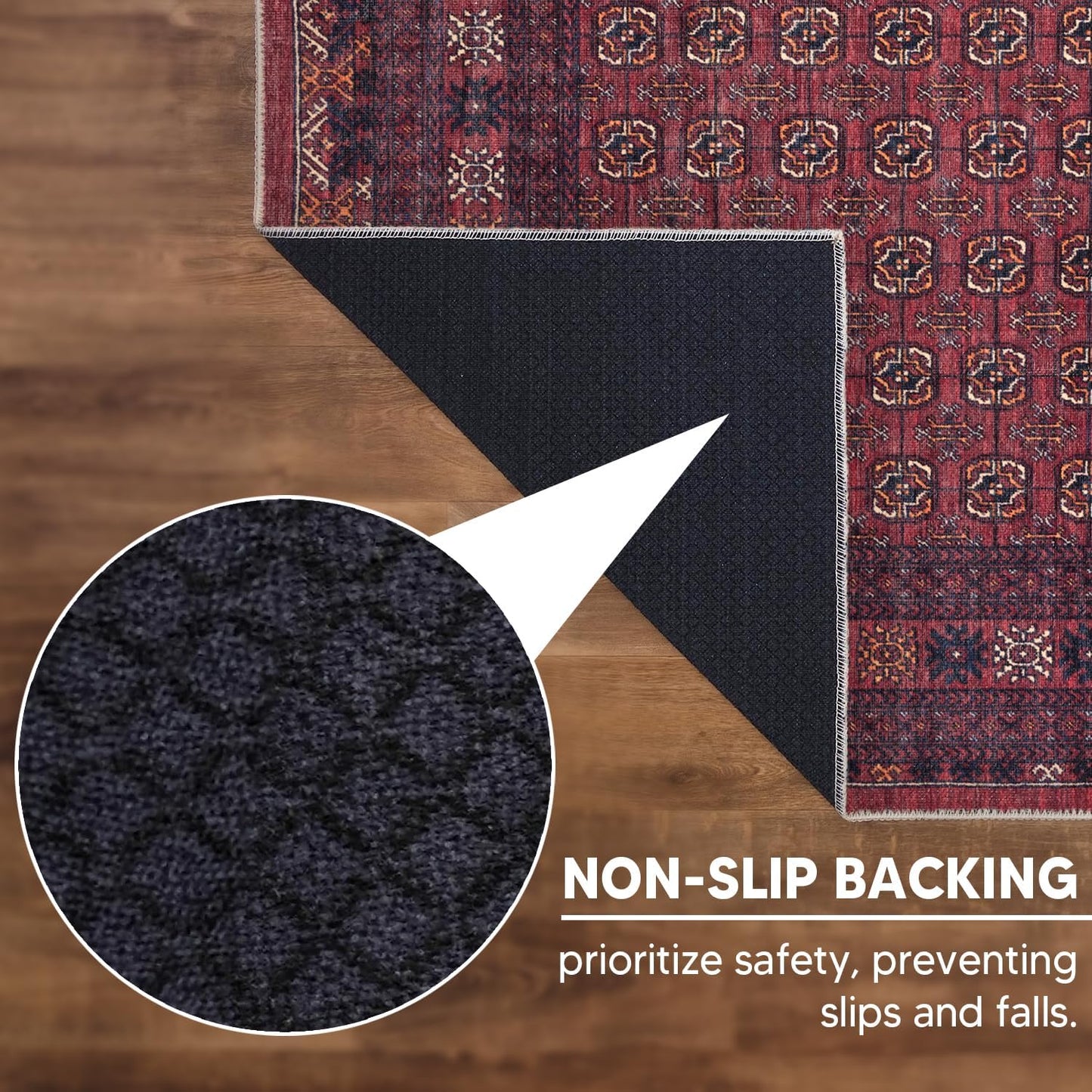 Keen Home Design 2x7 Rug - Machine Washable Runner Rug with Non-Slip Backing, Ideal for Hallway, Entryway, Kitchen, Laundry Room - Vintage, Easy Clean, Durable, Low Pile Rug - (2'6" x 7')
