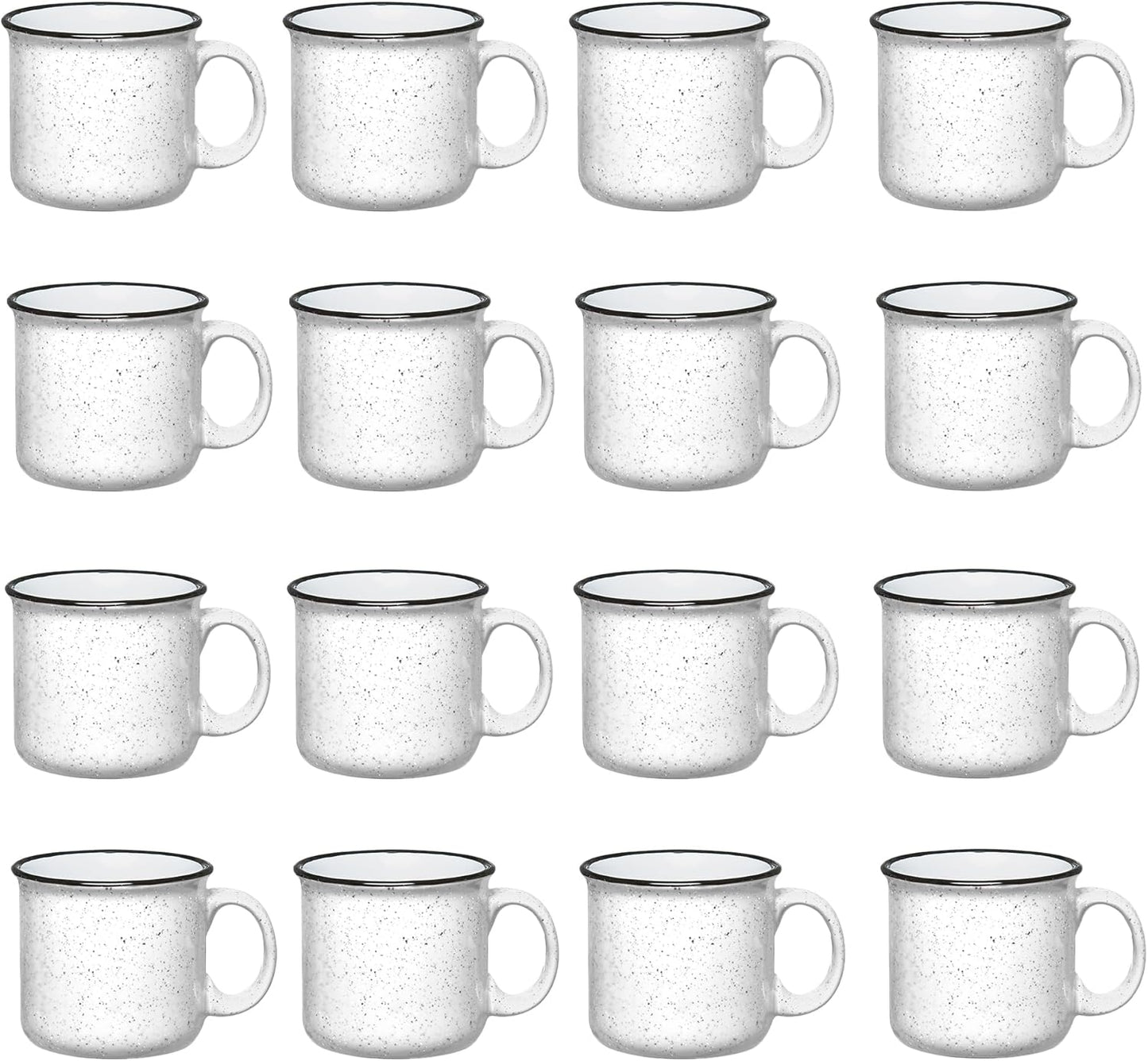 Set of 16 Ceramic Campfire Mugs – 15 Oz, White – Coffee & Tea Cups for Home, Work, Travel, Camping – Customizable, Great for DIY, Events, Companies