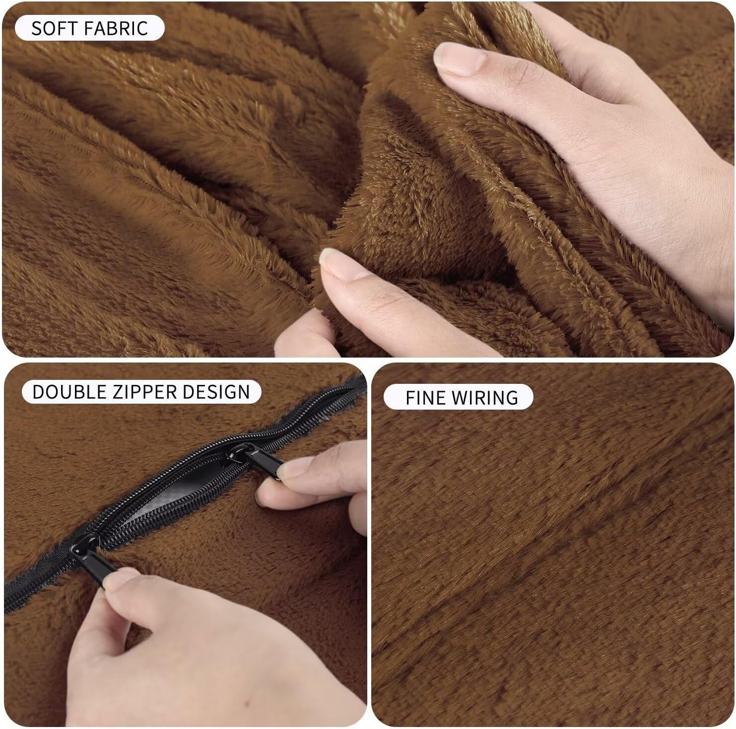 Bean Bag Chair for Adults 4FT,Soft Removable Cover for Teens/Girls Bedroom,Fluffy Giant Round Floor Beanbag Lounger Chairs (No Filler,Deep Coffee)