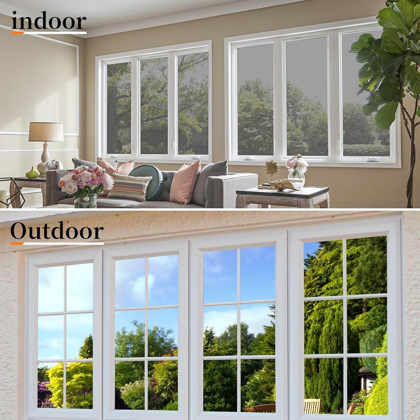 Niviy One Way Window Privacy Film Window Tint for Home See Out Not in Effect Anti UV Heat Control Glass Door Film for Home Office (Silver 29.5" x 118")