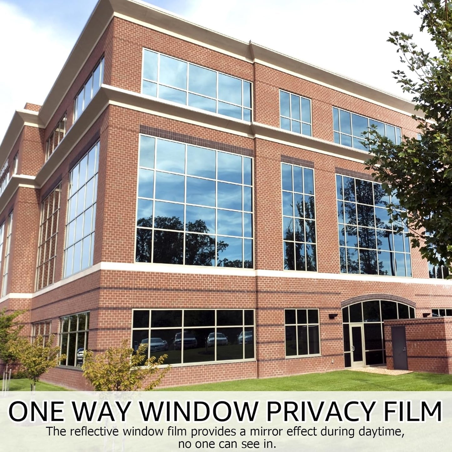 HIDBEA One Way Window Film, Daytime Privacy Sun Blocking Reflective Window Film No Glue Static Cling Heat Control Window Tinting Film for Home and Office, Black Silver, 41.3 x 157.5 Inch
