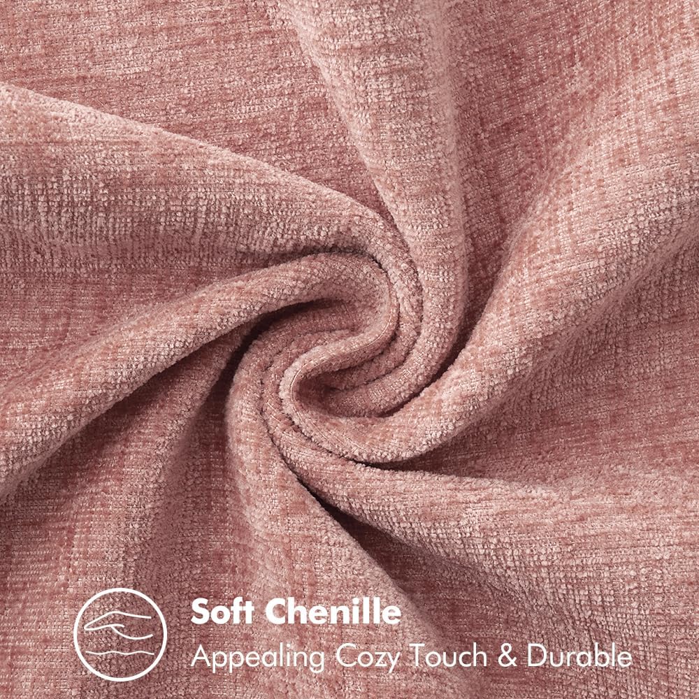 MIULEE Pack of 2 Couch Throw Pillow Covers 12x20 Inch Blush Pink Farmhouse Decorative Pillow Covers with Stitched Edge Soft Chenille Solid Dyed Spring Pillow Covers for Sofa Bed Living Room