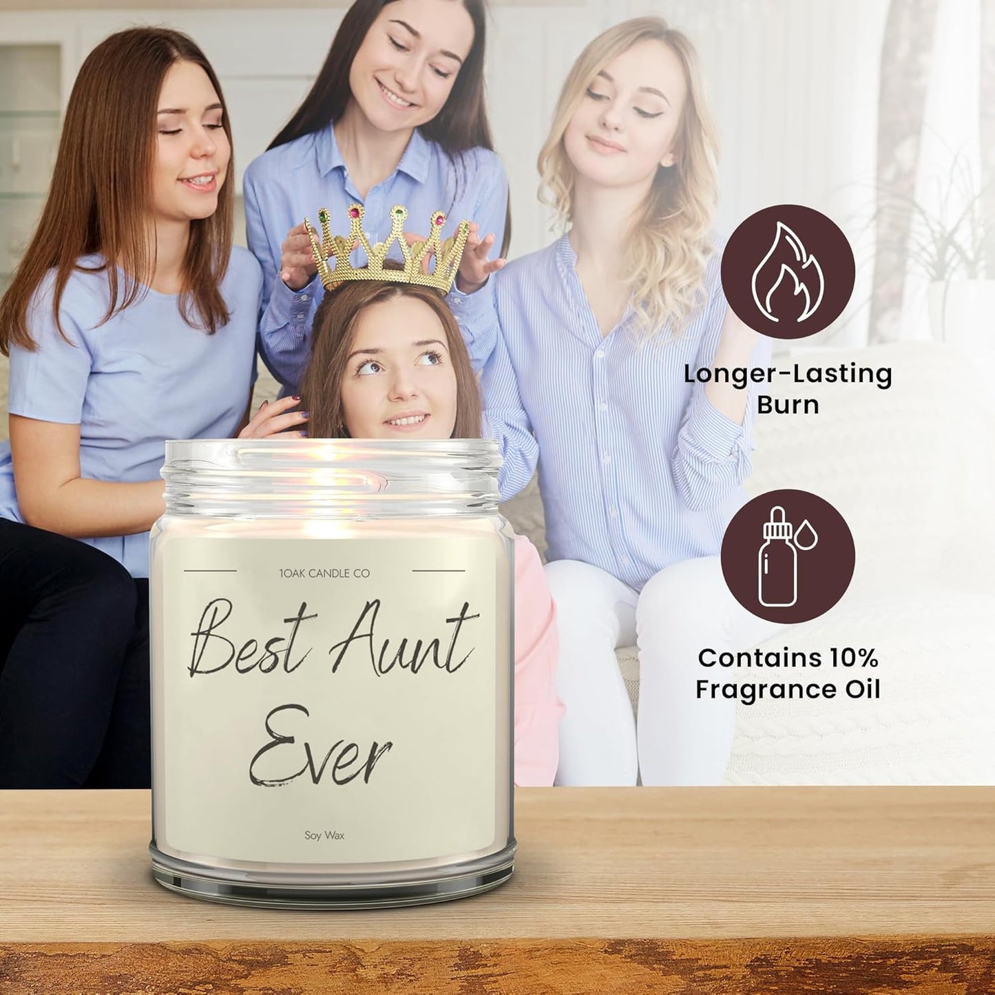 1OAK Vanilla Scented Candles - Aunt Candle - Best Aunt Gifts for Christmas from Niece, Nephew - Best Auntie Ever Gifts for Women