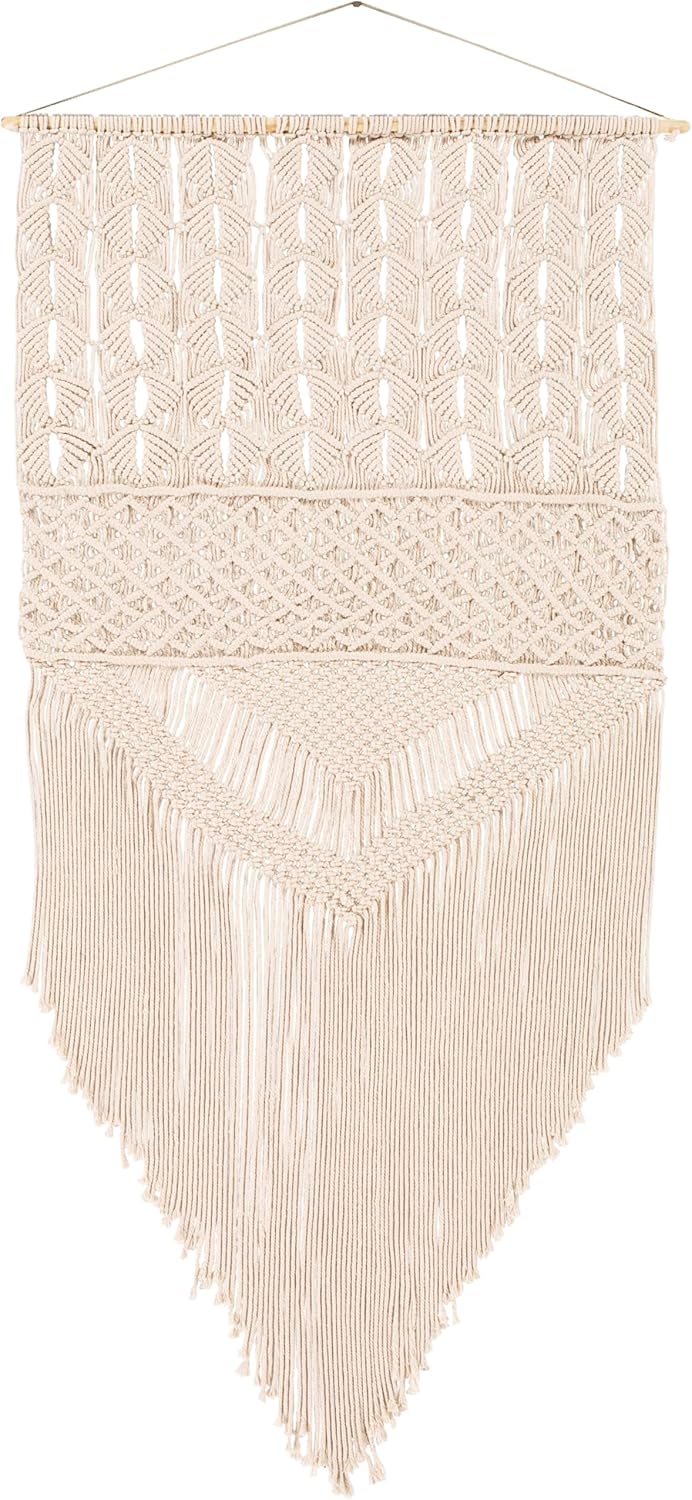 Mark&Day Wall Hanging, Tumeltsham Bohemian/Global Farmhouse Cream Tapestry Wall Hanging for Living Room, Bedroom, Office or Kitchen (31"H x 15"W)