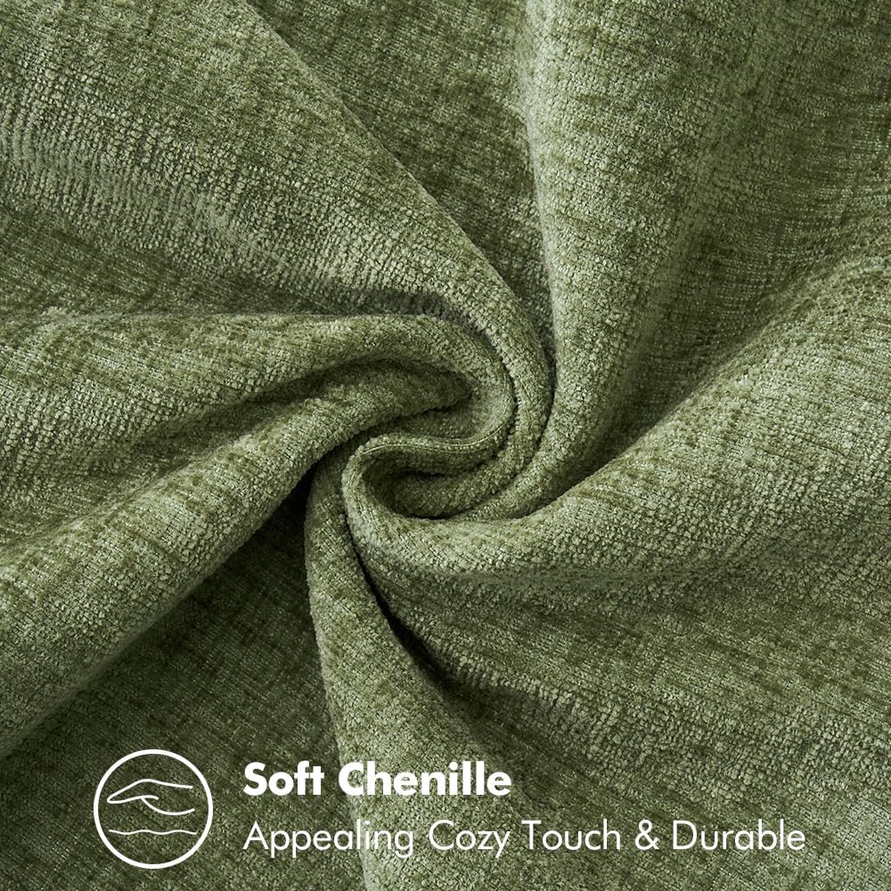 MIULEE Pack of 2 Fall Couch Throw Pillow Covers 18x18 Inch Sage Green Farmhouse Decorative Pillow Covers with Stitched Edge Soft Chenille Solid Dyed Spring Pillow Covers for Sofa Bed Living Room
