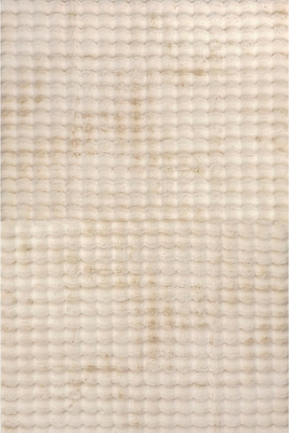 nuLOOM Jeni Solid Faux Rabbit Machine Washable Area Rug, Round 5, Beige
