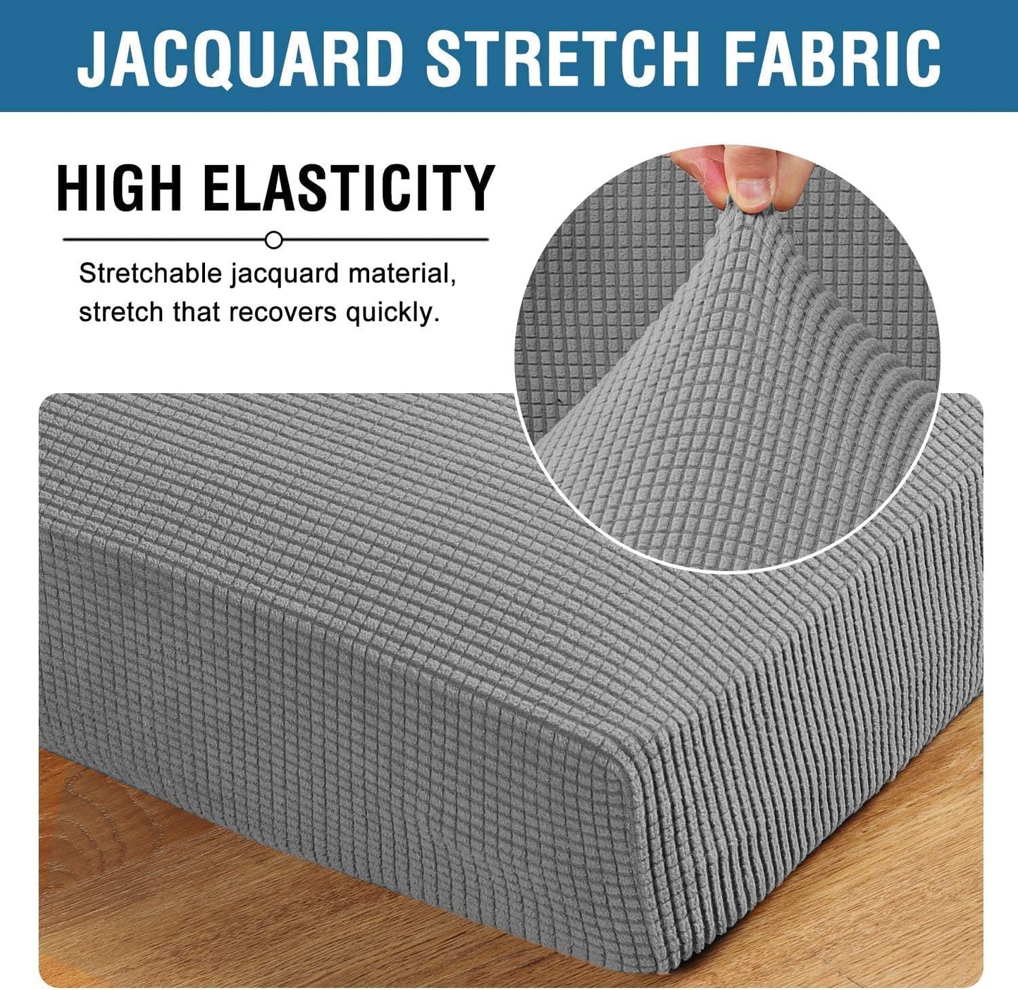 H.VERSAILTEX Super Stretch Individual Seat Sofa Covers Slipcover Sets Thick Jacquard Textured Twill Fabric (2 Piece Large Sofa Cushion Covers, Dove)