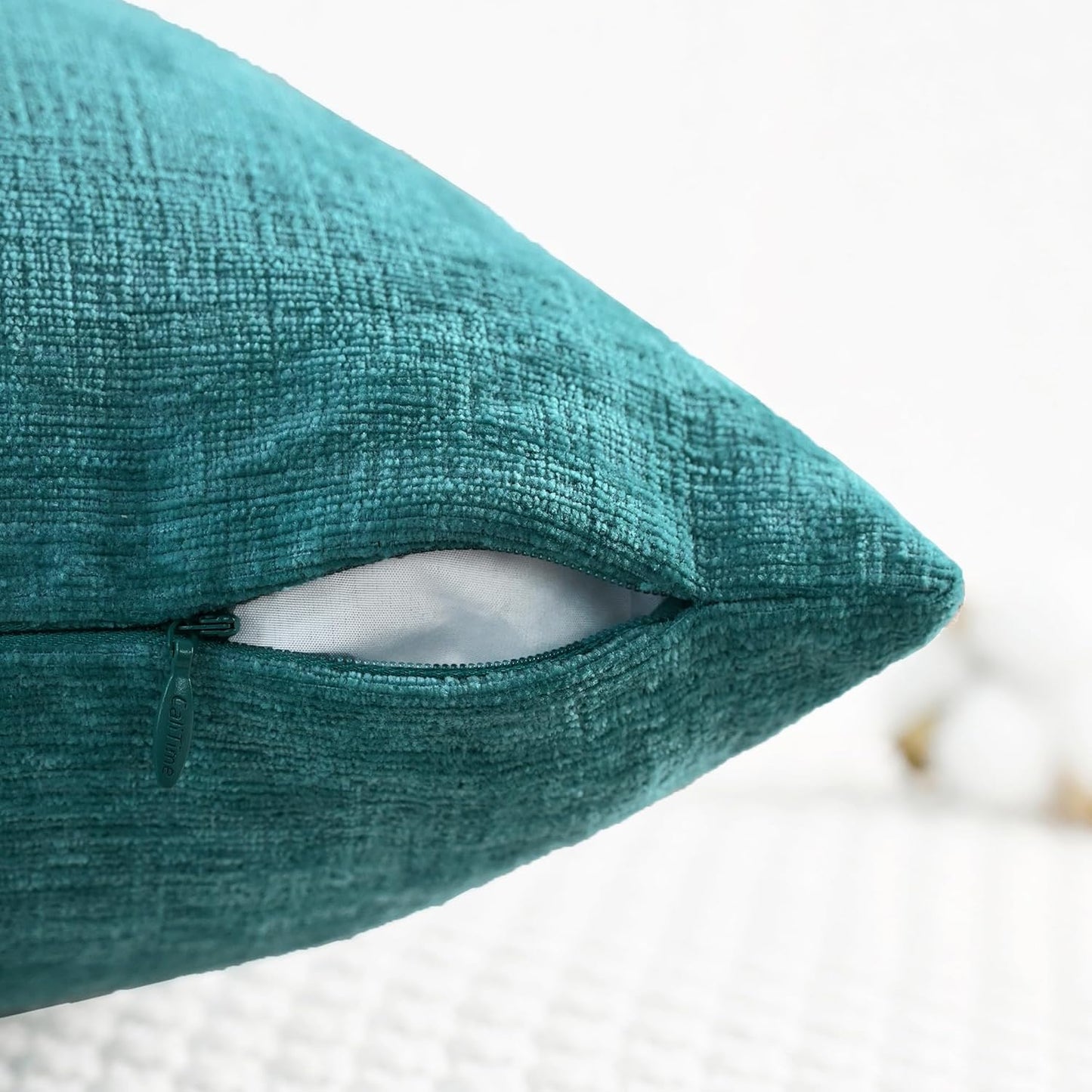 CaliTime Throw Pillow Covers Decorative 22 X 22 Inches Pack of 2 Cozy Chenille Cushion Cases for Couch Sofa Bed Living Room Home Teal