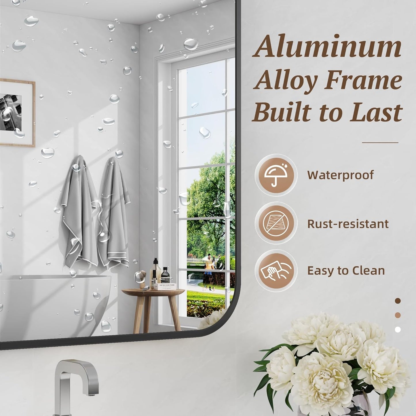 Bathroom Mirror 60" x 36", Large Rectangle Wall Mirror, Black Metal Frame Wall Mounted Mirrors for Bathroom, Vanity, Bedroom, Entryway Decor(Horizontal/Vertical)