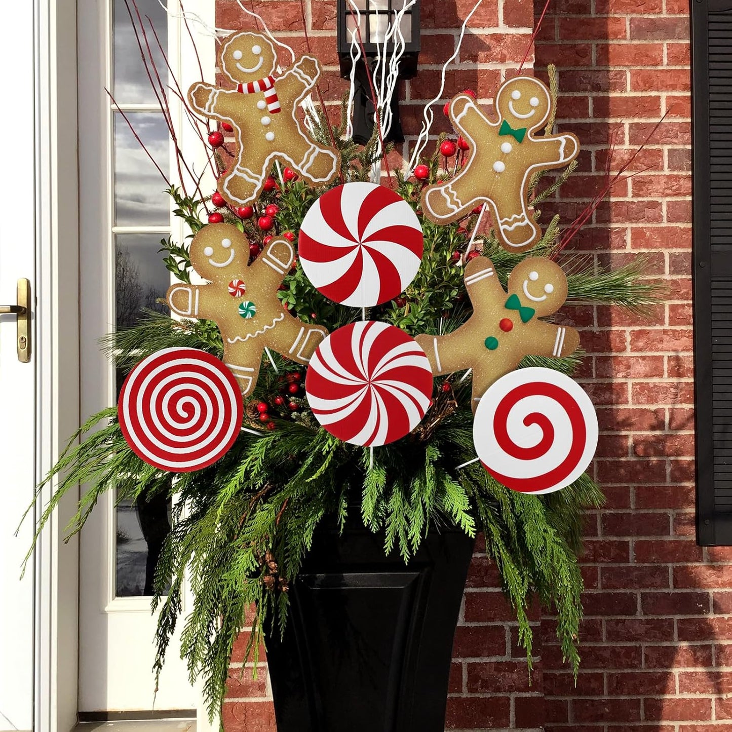 Christmas Decorations Indoor Tree Picks: 12 pcs Large Red White Peppermint Lollipop Christmas Picks for Tree, Cute Candy Picks Ornaments for Xmas Tree Topper Home Office Holiday Party Vase Decor