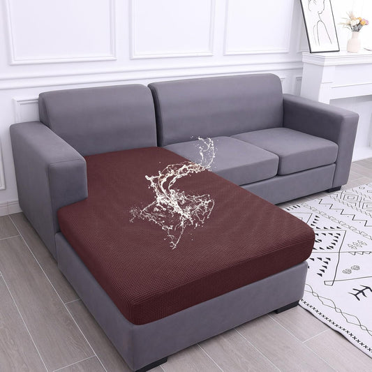 hyha Waterproof Sectional Couch Covers, Non Slip Sofa Couch Cushion Covers L Shape, Thick Stretch Jacquard Fabric, Washable Sofa Slipcovers with Elastic Bottom (1 Piece for Chaise, Chocolate)